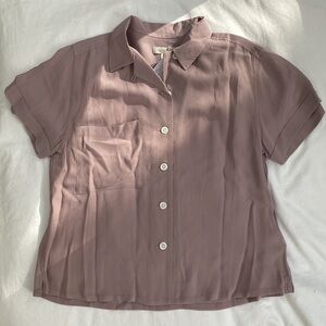 NWT Outerknown Women's Backyard Shirt, size Small color Thistle, 100% Cupro